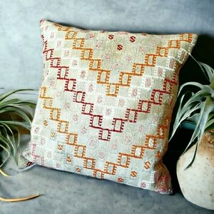 Turkish Kilim Throw Pillow Neutral Minimalist Contemporary Bohemian